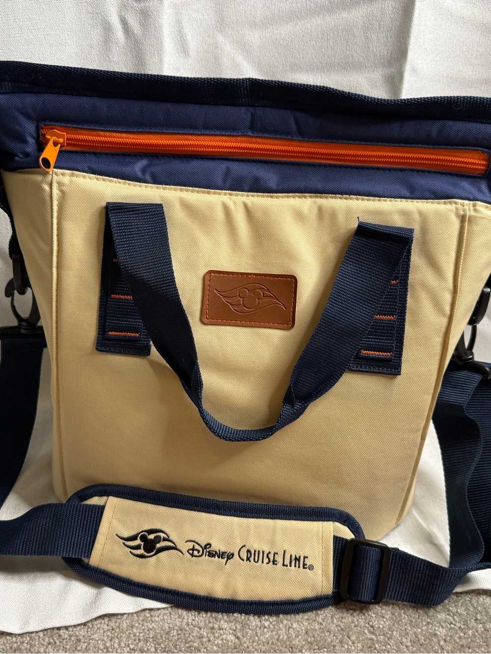Disney Cruise Line DCL Insulated Cooler Tote Bag Navy Cream Orange Mickey